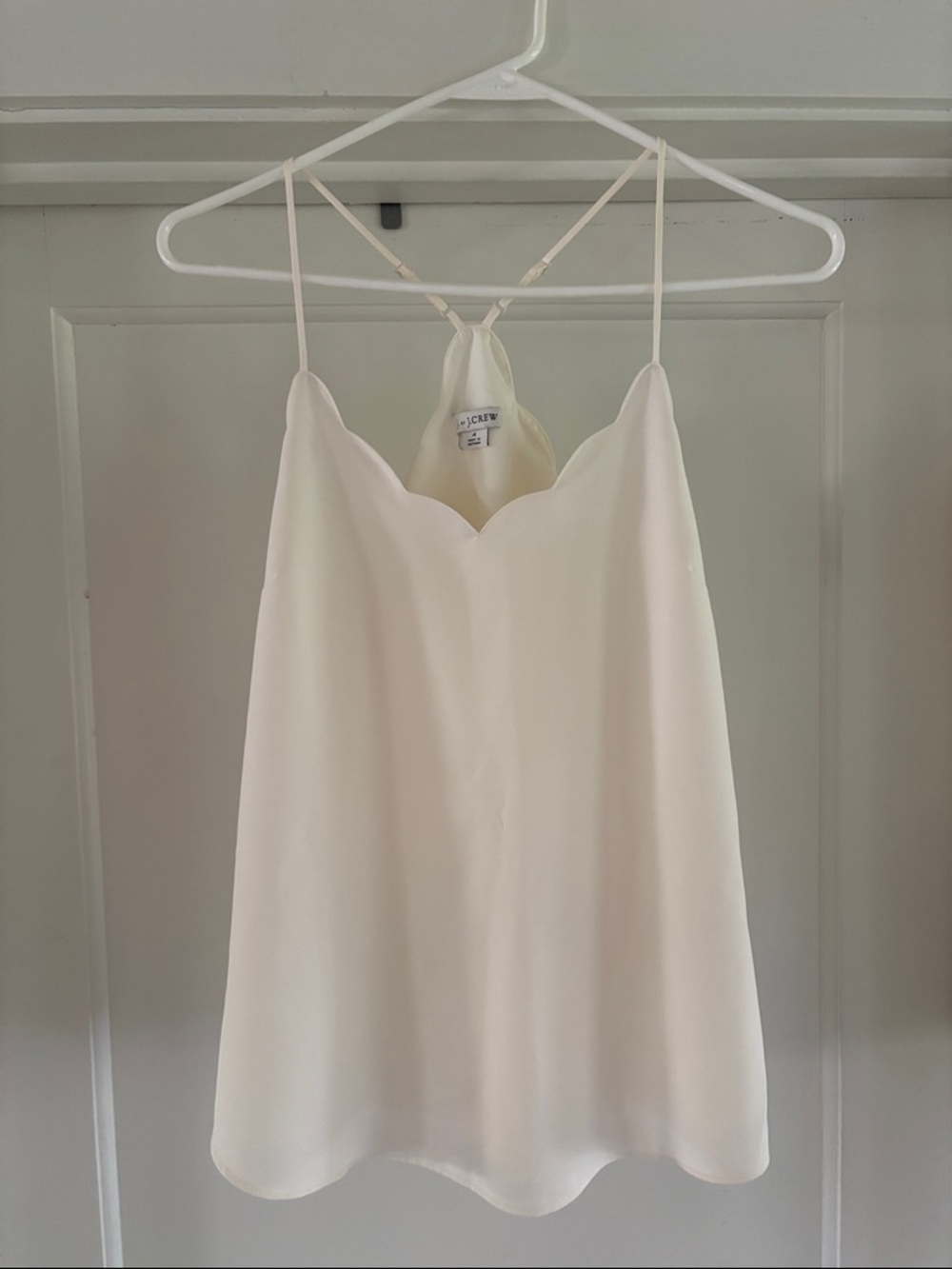 J. Crew Cream Scalloped V-Neck Camisole